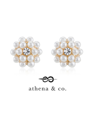 Athena &amp; Co. 18k Gold Plated Nala Baby's Breath Pearl Stud Earrings - 925 Silver Post