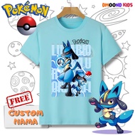 DMOOND | POKEMON Kids T-Shirt | MEGA LUCARIO | RIOLU | 30s Cotton Children's T-Shirt | GD GD GD
