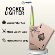 Poker Lighter Card Playing design Gas Lighter windproof Creative rotating green flame lighter