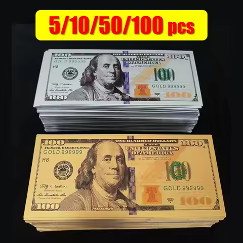 5~100pcs US 100 Dollars 100 Dollar Bills Silver Plated Banknotes Fake Dollars Currency Souvenir Busi