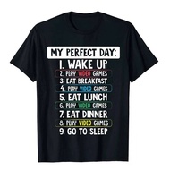 Funny Perfect Day Holiday Gift for Gaming Kids Gamer TShirt Men Clothing Graphic T Shirts Harajuku S