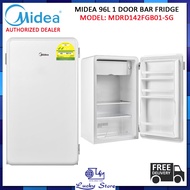 MIDEA MDRD142FGB01-SG 96L BAR FRIDGE, 1 DOOR REFRIGERATOR, 2 TICKS, FREE DELIVERY
