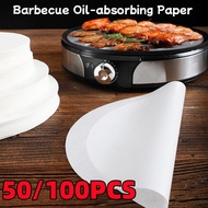 50/100 Pcs Disposable Barbecue Paper Barbecue Oil Sucking Non-Stick Grill Paper Round