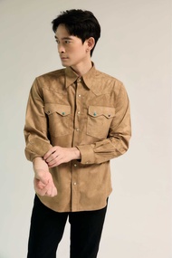 thesilverneedle : Suede western shirt stone buttons เสื้อหนังกลับ กระดุมหิน (2สี)