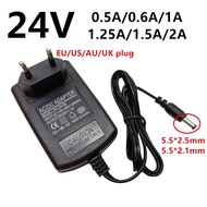24V 24 volt universal power supply Adapter AC DC 24 V 0.5A 500mA 0.6A 600mA 1A 1.25A 1250mA 1.5A 2A 
