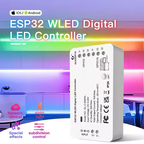 ESP32 WLED LED Controller DC5-24V DIY Dynamic Lighting Mode WS2811 WS2812b SK6812 TM1814 WS2813 WS28