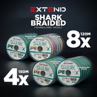 Extend Shark PE 4x and 8x Casting Braided | 15lbs - 60lb Ultra Sensitive Smooth Thin Strong Pe Multi