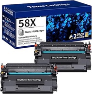 Compatible 2-Pack 58X CF258X Super High-Yield 58A CF258A with Chip Toner Cartridge Replacement for P
