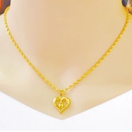 Hong Kong Bebas Pajak Love Liontin Kalung Emas Asli Fashion 999 Wanita