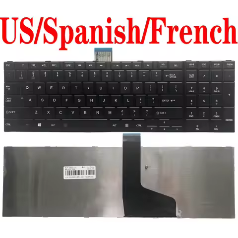 US/SP/Spanish/FR/French Keyboard for TOSHIBA SATELLITE C850 C850D C855 C870 C875 9Z.N7USV.001 TV0SV 
