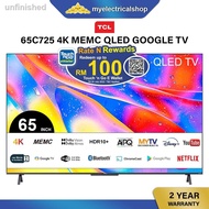 ✻๑❖TCL QLED 65 Inch MEMC 4K Google TV 65C725 Netflix Youtube Smart TV Android TV