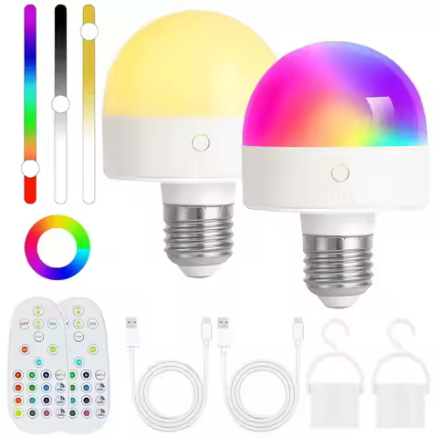 Rechargeable Light Bulbs with Remote E27 Battery Operated Light Bulb 2200mAh, Detachable Light Bulb,