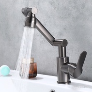 Gunmetal Gray Household Bathroom Double Basin Faucet Hot and Cold Water Single Hole Faucet Full Copp