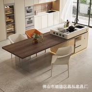 Slate Island Table Dining Table Tea Table Integrated Induction Cooker Retractable Open Kitchen Multi