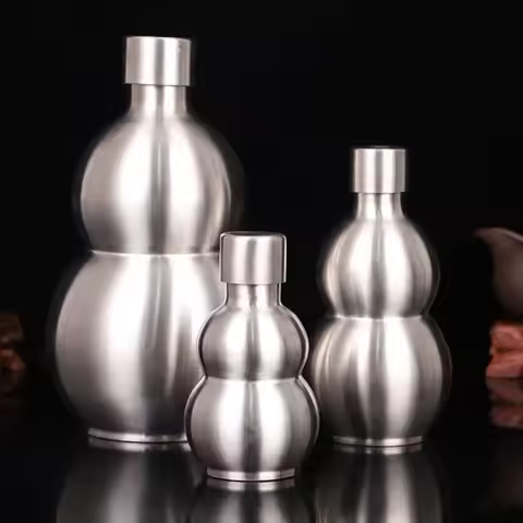 Gourd Water Bottle Stainless Steel Hip Flask 250 500 1500ML Water Kettle Reusable Large Capacity Win