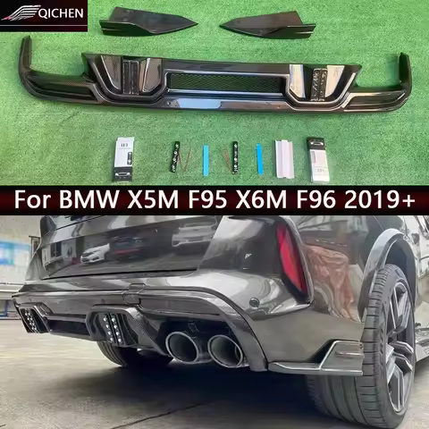 For BMW X5M F95 X6M F96 2019+ Carbon Fiber Car Rear Bumper Diffuser Splitter Spoiler Back lip shunt 