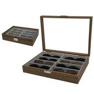 8 Grid Walnut Sunglasses Organizer - SKW150