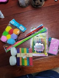 兒童勞作 glitter glue 皺紙 雪條棍 魔術貼 毛毛球
