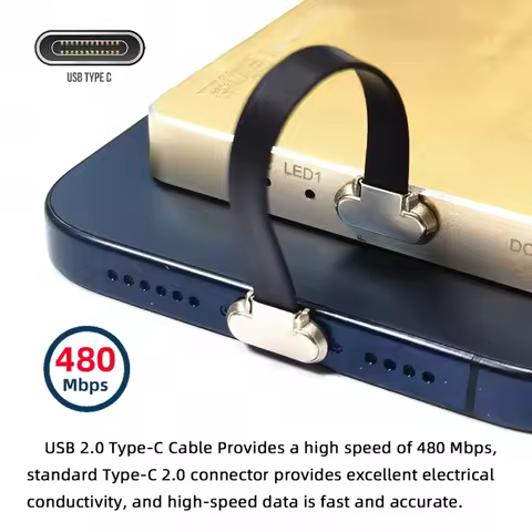 USB2.0 Data Cable 65W Fast Charge Angled USB-C Type C to USB-C Ultra Slim Flat Power for Laptop Tabl