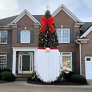 Soulchen Gnome Tree Topper, Christmas Tree Topper Gnome Decoration Include Large Bow and White Beard