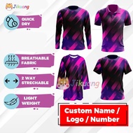 Purple Stripe Jersey Custom Name Baju Jersey Custom Nama Tshirt Sukan Jersi Perempuan Muslimah Lenga