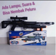 Mainan Tembakan Nerf Lampu & Suara Senapan Tembak Anak Laki Laki Batre