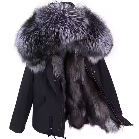 Maomaokong Winter Jackets For Women 2023 Women's Jacket Natural Real Fur Coat Fox Fur Collar Inner F