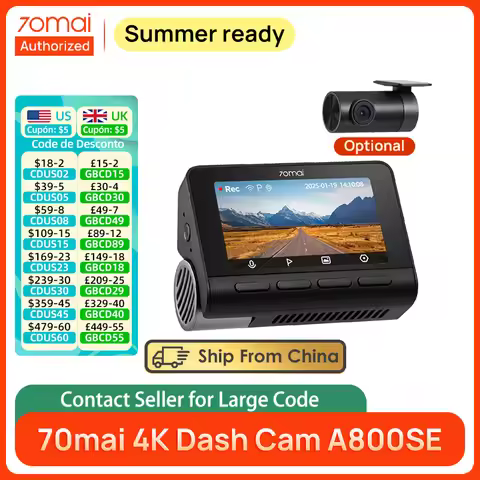 70mai 4K Dash Cam A800SE Supercapacitor Car DVR Support Dual-Channel 24H Parking Monitor Voice Contr