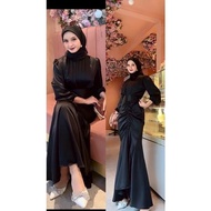 Bridesmaid dress kondangan muslim terbaru / Gamis serut satin wanita casual hangout ootd lebaran fas