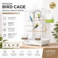 Large White Bird Cage Rolling Cage for Parrot Budgie Small Birds