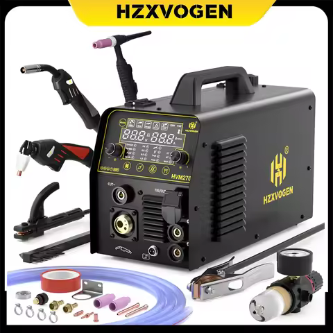 HZXVOGEN 270A 6 in 1 Aluminum Welding Machine Cut/Gas MIG/Gasless MIG/HF TIG/MMA Digital Screen 2T 4