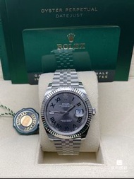 126334全新DATEJUST系列126334 Green ROM JUB羅馬字灰盤41mm白金配鋼腕錶