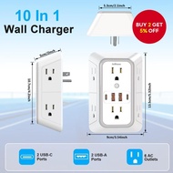 Outlet Extender Surge Protector - 6 Outlet Splitter with 4 USB Ports(2 USB C),Multiple Plug Expander