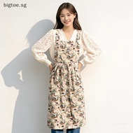 [bigtoe] Floral Print Apron With Suspenders Stain-Resistant Suitable For Flower Shops Cafes Cake Sho