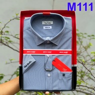 Men's Shirts, Short-Sleeved Medium Checkered Beige Shirts, Korean Market Model Men's Shirts M26