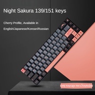 PBT 5-side dye-sub Night Sakura Cherry Profile PBT English/Japanese/Russian/Korean sub keycaps GMK R