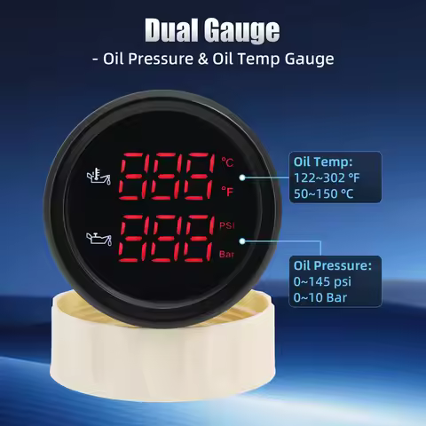52MM 2 in 1 Digital Oil Temperature & Oil Pressure Gauge 50~150 Celsius Thermometer Indicator Oil Pr