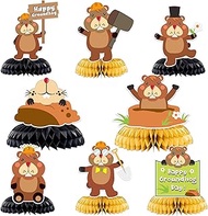 Happy Groundhog Day Honeycomb Centerpieces Cute Cartoon Animals Theme Decor for February 2nd Holiday