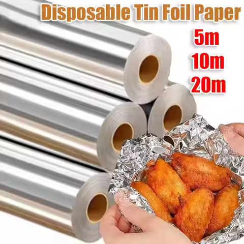5m/10m/20m Disposable Tin Foil Paper Food-grade Non-stick Aluminum Foil Paper Oil-proof Heat-Resista