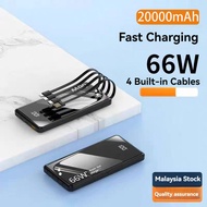 (PD66W WITH BUILT-IN CABLE) powerbank 50000mAh 100000mAh 200000mah original fast charging 80000mAh p