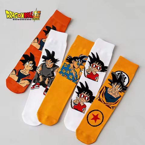 5pcs Bandai Dragon Ball Series Mid Tube Socks Men'S Cartoon Anime Dragon Ball Socks5