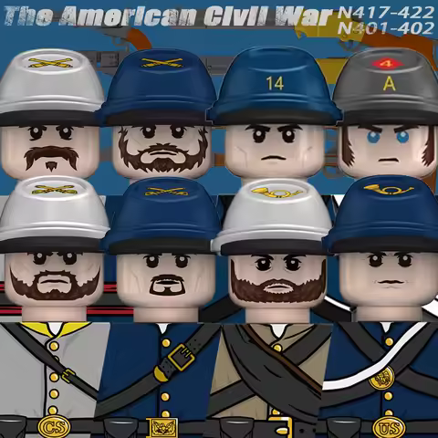 MOC American Civil War Soldiers Figures Building Blocks Sergeant Army Infantry Cap Weapons Gun Troop
