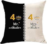 4th Wedding Anniversary Gifts Cushion Cover 45x45 Original Gifts for 4 Years Marriage Couple Wife Hu