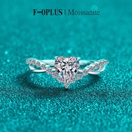F-OPLUS | D-color 1ct Heart-shaped Real Moissanite Ring 925 Silver Promise Ring with Box,Engagement 