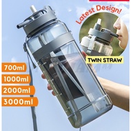 BPA Free Sport Drinking Water Bottle with Straw Air Botol 3000ml 2000ml 1000ml Plastic Water Drinkin