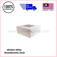 Cake Box Window ( White ) 7x7x2.5 / 6x6x2.5 / 5x5x2.5,Folding Box with Window, Kuih Lapis Box (Made 