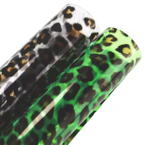 A4 Sheet Colorful Leopard Transparent Clear PVC Vinyl Fabric Leather Roll For Hahdbags Project Craft