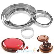 FAYSHOWS Tartlet Molds Bakeware Stainless Steel Perforated Circle Mould