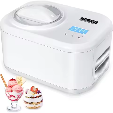 Automatic Ice Cream Maker with Compressor 4 Modes Frozen Yogurt Machine with LCD Display & Timer, El