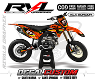 Decal sticker klx gordon 150 full body - hologram - tebal - chrome design orange oren hitam